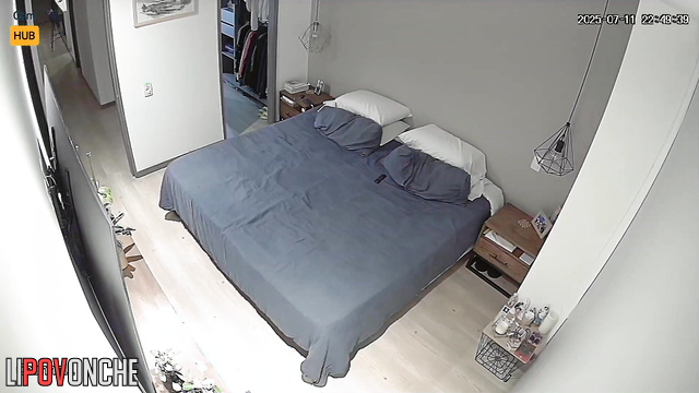 A slender beauty is ready to give her husband a blowjob only when the lights are off