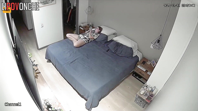 A slender beauty is ready to give her husband a blowjob only when the lights are off