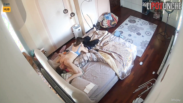 Young russian couple enjoying oral sex while parents are at work