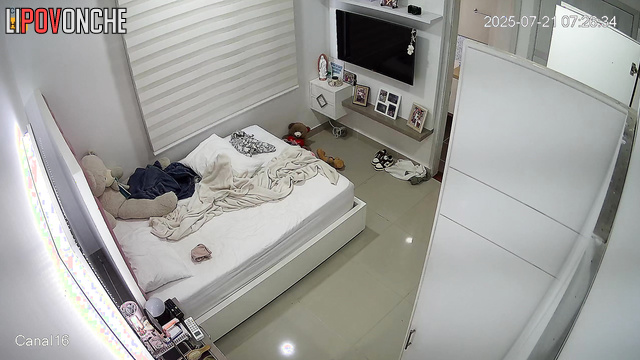 She doesn't even realize that there is a camera installed in her room