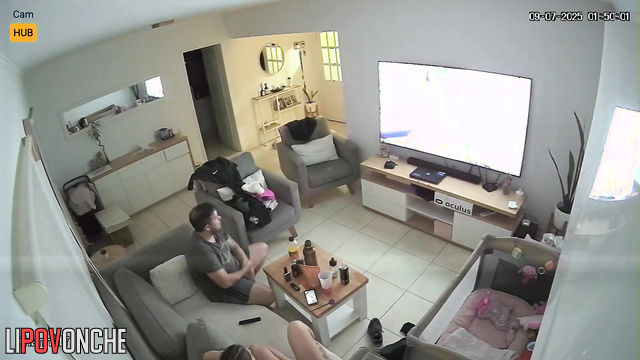 Hidden living-room camera / doggystyle love on the sofa