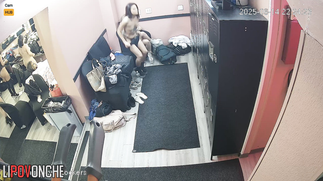 Curvy naked dancers putting on makeup before the performance