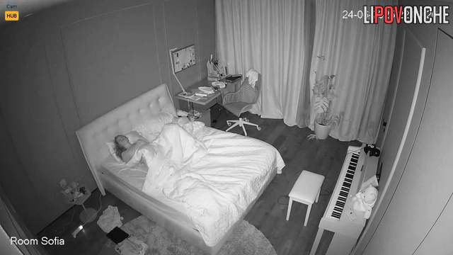 Horny ukrainian girl masturbated under a warm blanket
