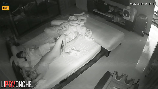 He lazily climbed onto her and then they took their phones in their hands