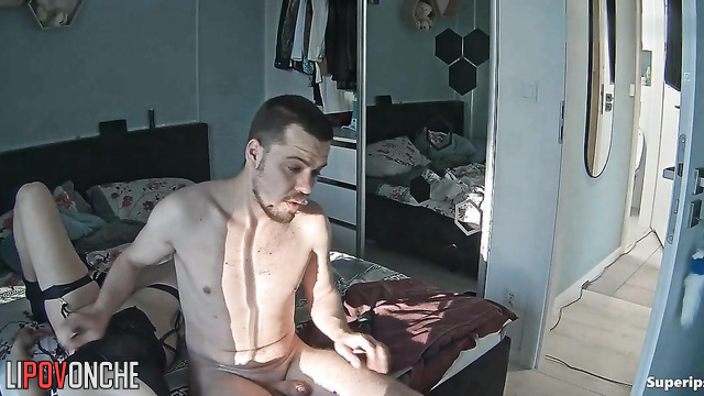 A temperamental cutie in sexy lingerie and boots gives her boyfriend a divine blowjob