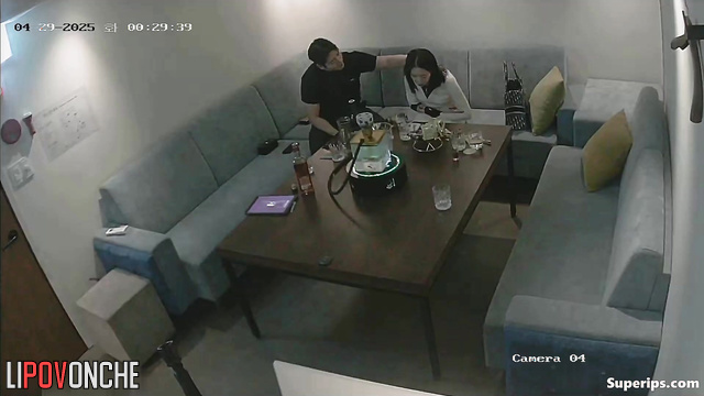 Drunk skinny Asian girl gives her boyfriend a blowjob at his place