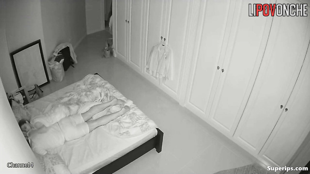 The sleeping husband discovered his wife's hand caressing his buttocks