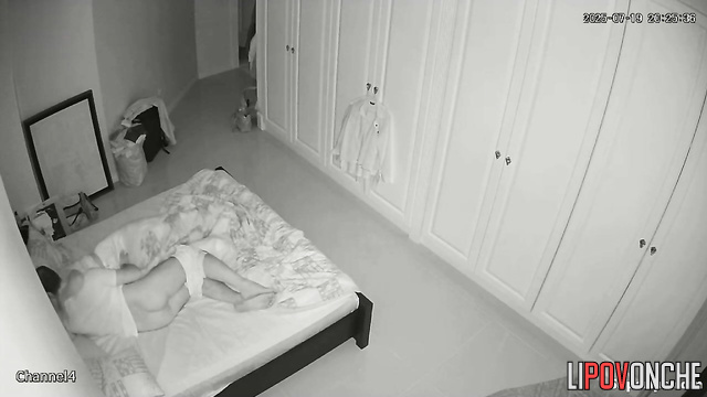 The sleeping husband discovered his wife's hand caressing his buttocks
