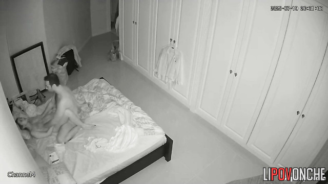 The sleeping husband discovered his wife's hand caressing his buttocks