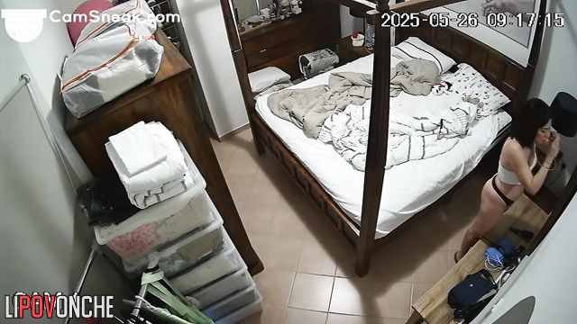She wants to look sexy tonight - bedroom hidden camera
