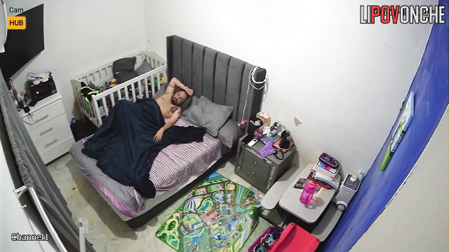 Spouses fucking in the bedroom, not realizing a lens see all
