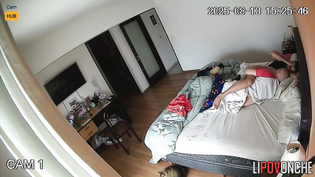 They fucking in bed, not realizing a hidden camera see all