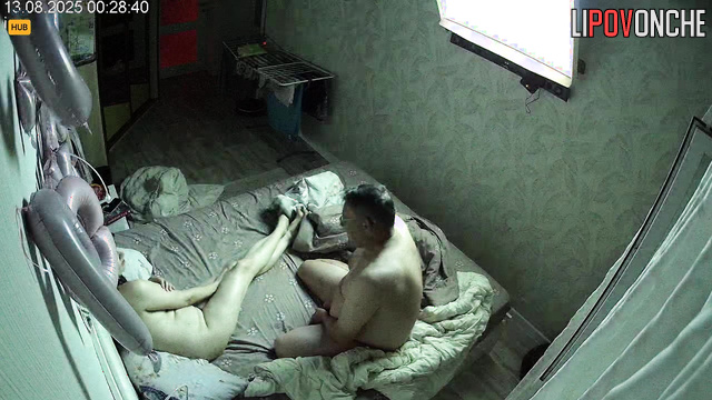 Birthday sex in the dark room / hidden camera, look
