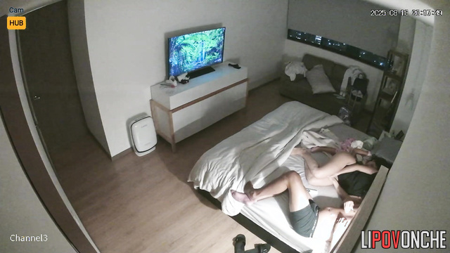 Boyfriend and girlfriend watching porn together, look
