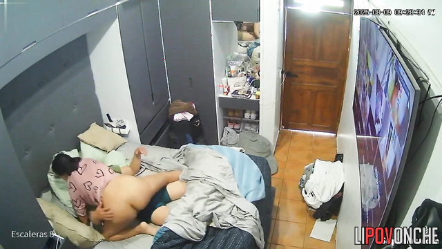 He accidentally cumed in her pussy, bedroom hidden scene