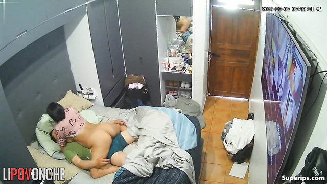 He accidentally cumed in her pussy, bedroom hidden scene