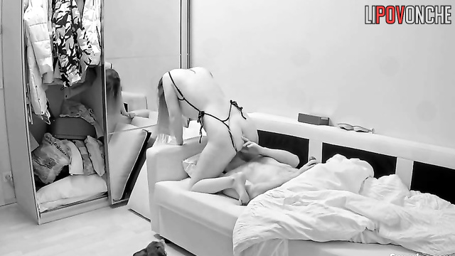 A seductive blonde in sexy lingerie loves to sit on her lover's face