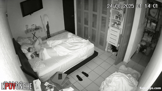 Restless husband keeps his wife awake by playing with her pussy