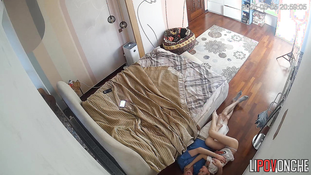 Teens fooling around in the closed room, hidden video