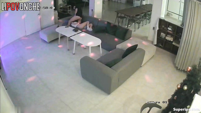 Couple was fucking on the sofa after night club, look
