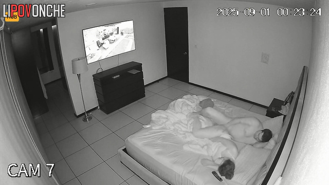 Excited Mexican couple enjoys hot sex while watching TV at night