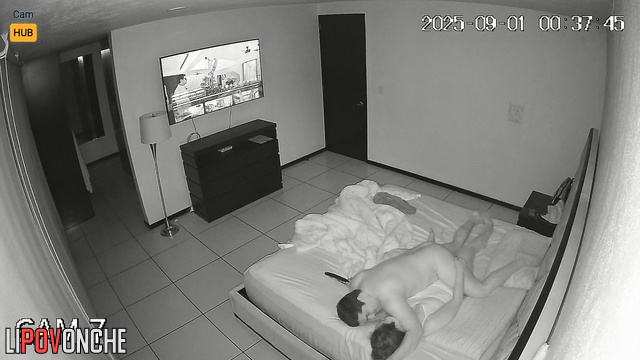 Excited Mexican couple enjoys hot sex while watching TV at night