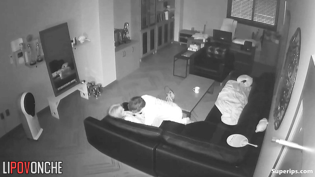 Young asian couple enjoying 69 in the dark living room