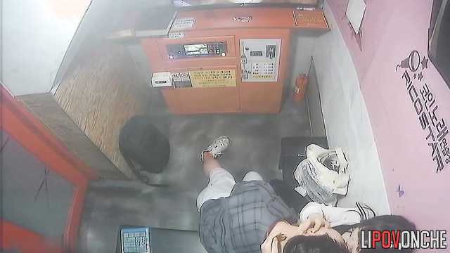 Asian teens met at karaoke to kiss (spy public cam)