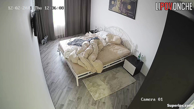 Naked chubby guy fucking his sexy wife in the bed