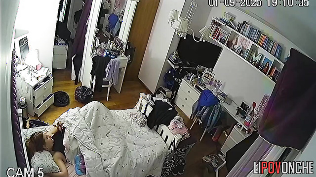 Girl got privacy inside, unaware of the spying eyes
