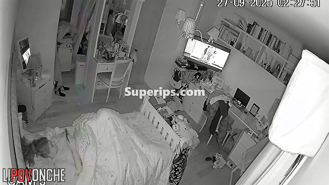 Girl fooling around and doesn't suspect that someone is peeping