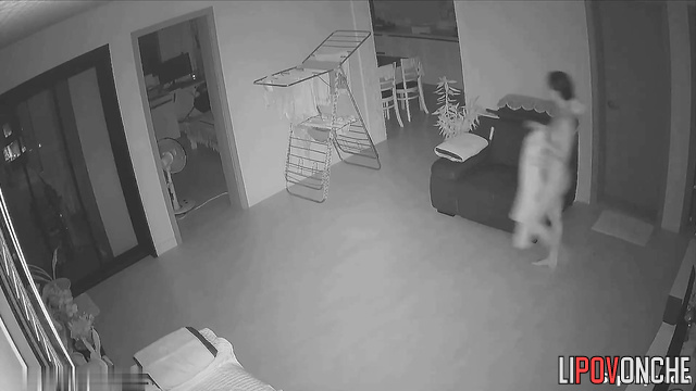 Asian couple enjoying their routine at home, hidden camera