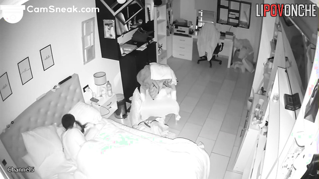 Someone keeps an eye on the pair as they walk side by side