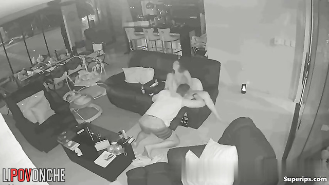 Oral adventure in the dark - living room hidden cam
