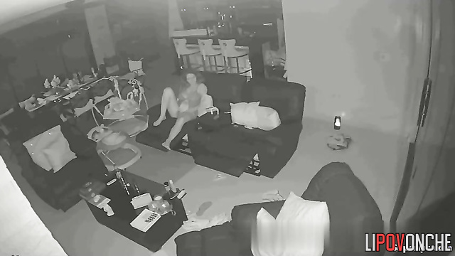 Oral adventure in the dark - living room hidden cam
