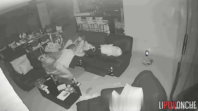 Oral adventure in the dark - living room hidden cam