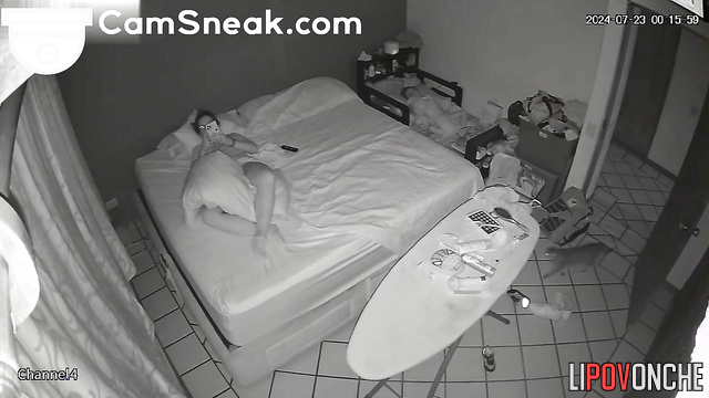 Lady nerd masturbating in the presence of her fluffy friends