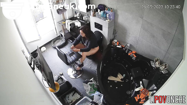 She always solves important deals while sitting on the toilet