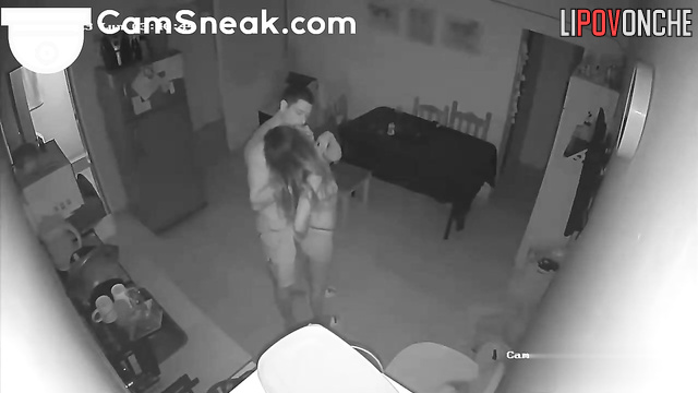 Passionate sex in the middle of the night in the kitchen