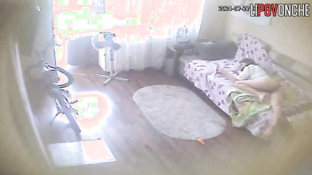 Lonely teen masturbating on porn film (parents are outside)