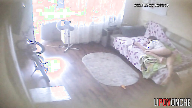 Lonely teen masturbating on porn film (parents are outside)