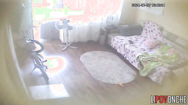 Lonely teen masturbating on porn film (parents are outside)