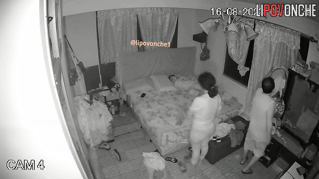 Couple dressing after waking up (bedroom hidden video)