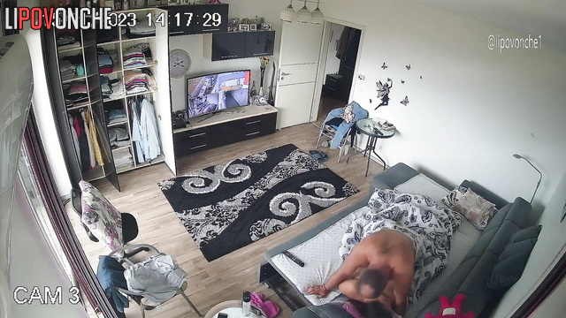 Spy living room cam fixed their first sex, watch
