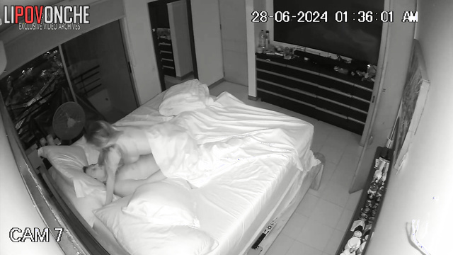 His playful wife is pleasing her man every night (bedroom spy camera)