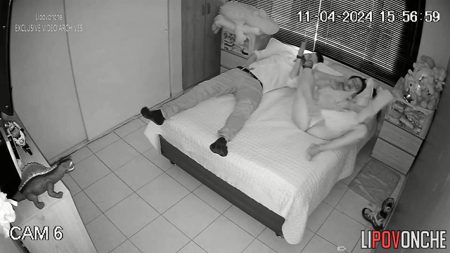 Brunette climbed on top of a man and fucked him on the bed
