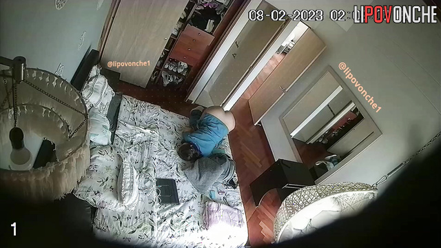 Man caresses his girlfriend's ass with his dick sticking out
