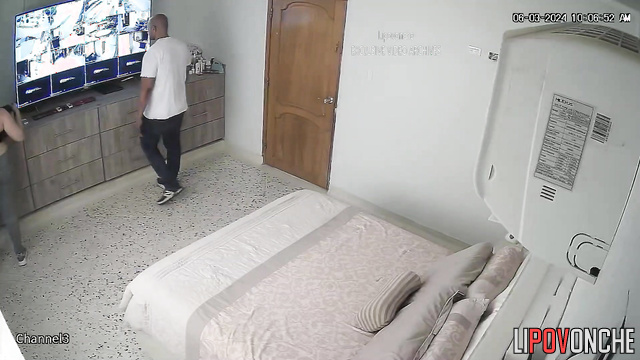 Couple fucking on bed in bedroom and man cums inside