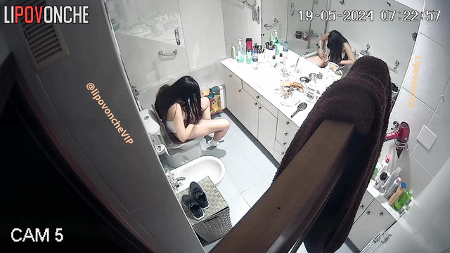 Long-haired slut is ready for a nice fuck / bathroom video
