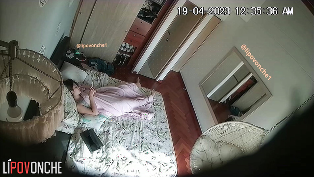 Brunette masturbating before sex with her mature lover